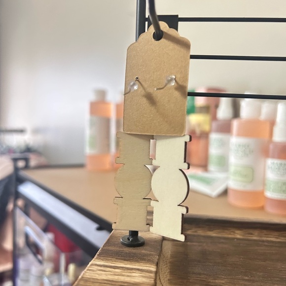 Soccer Mom Lightweight Wood Dangly Earrings NEW - Picture 2 of 2